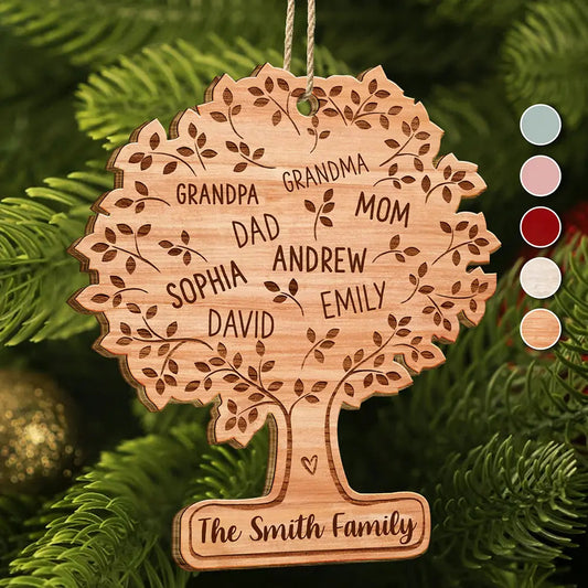 Family Tree - Personalized Custom Shaped Wooden Ornament