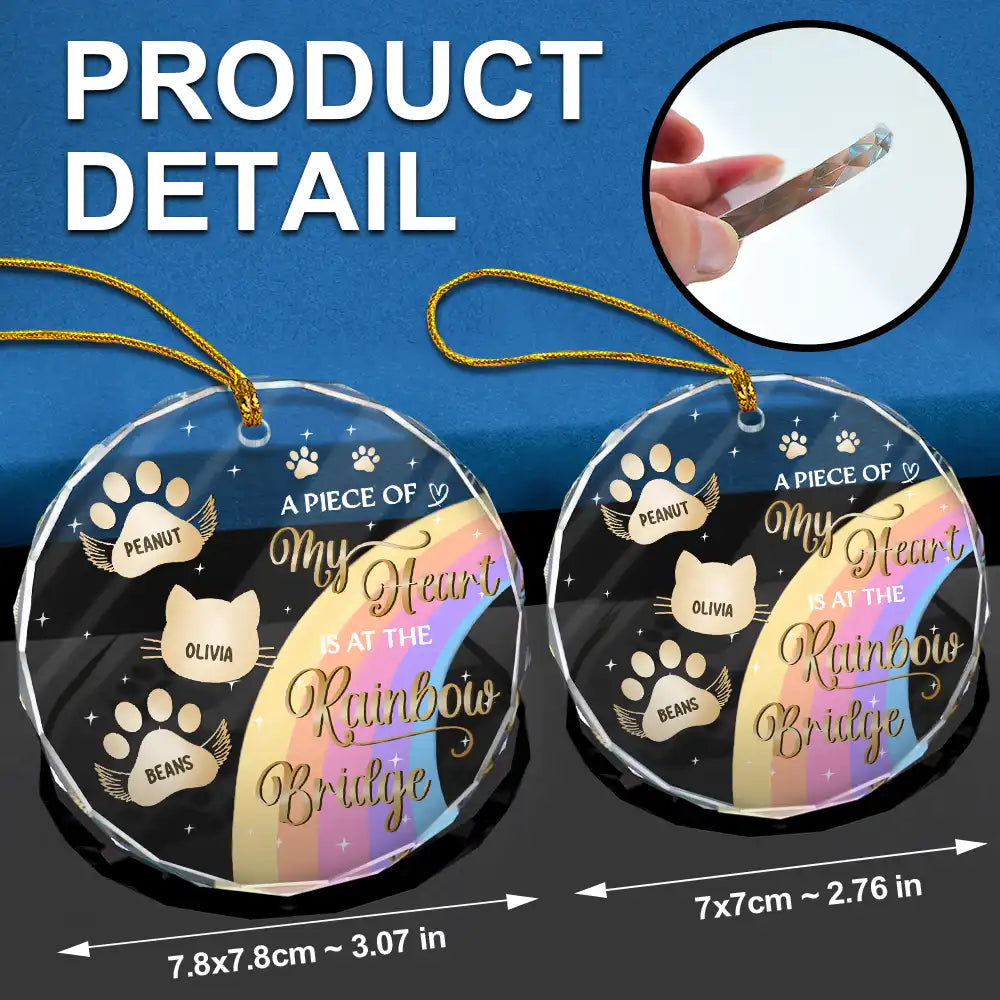 I Crossed The Rainbow Bridge Memorial Pet - Personalized Circle Glass Ornament