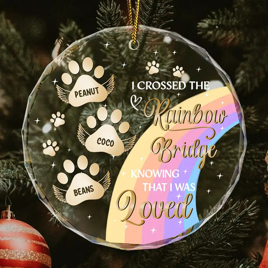 I Crossed The Rainbow Bridge Memorial Pet - Personalized Circle Acrylic Ornament