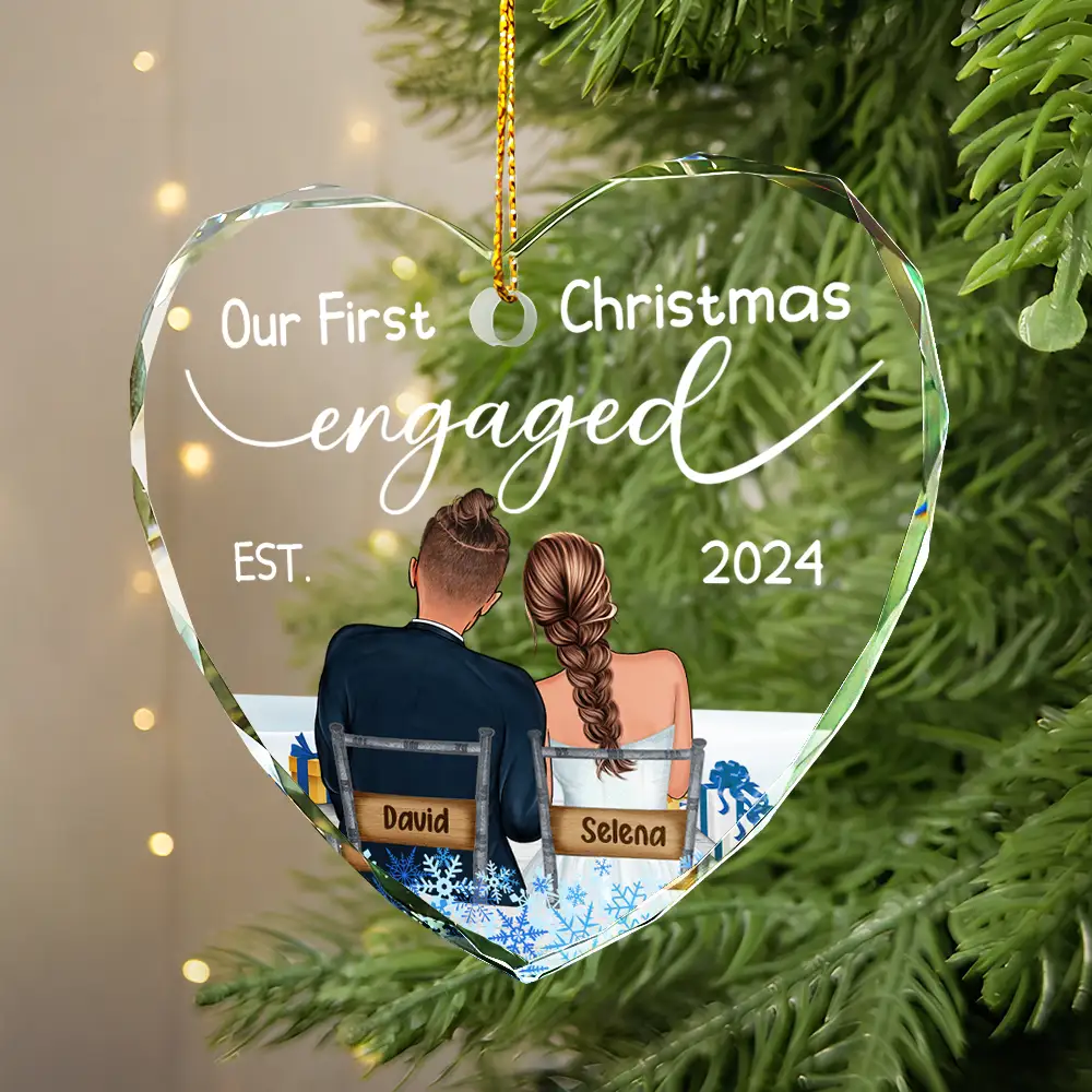 Our First Christmas Married Couples - Personalized Heart Shaped Ornament