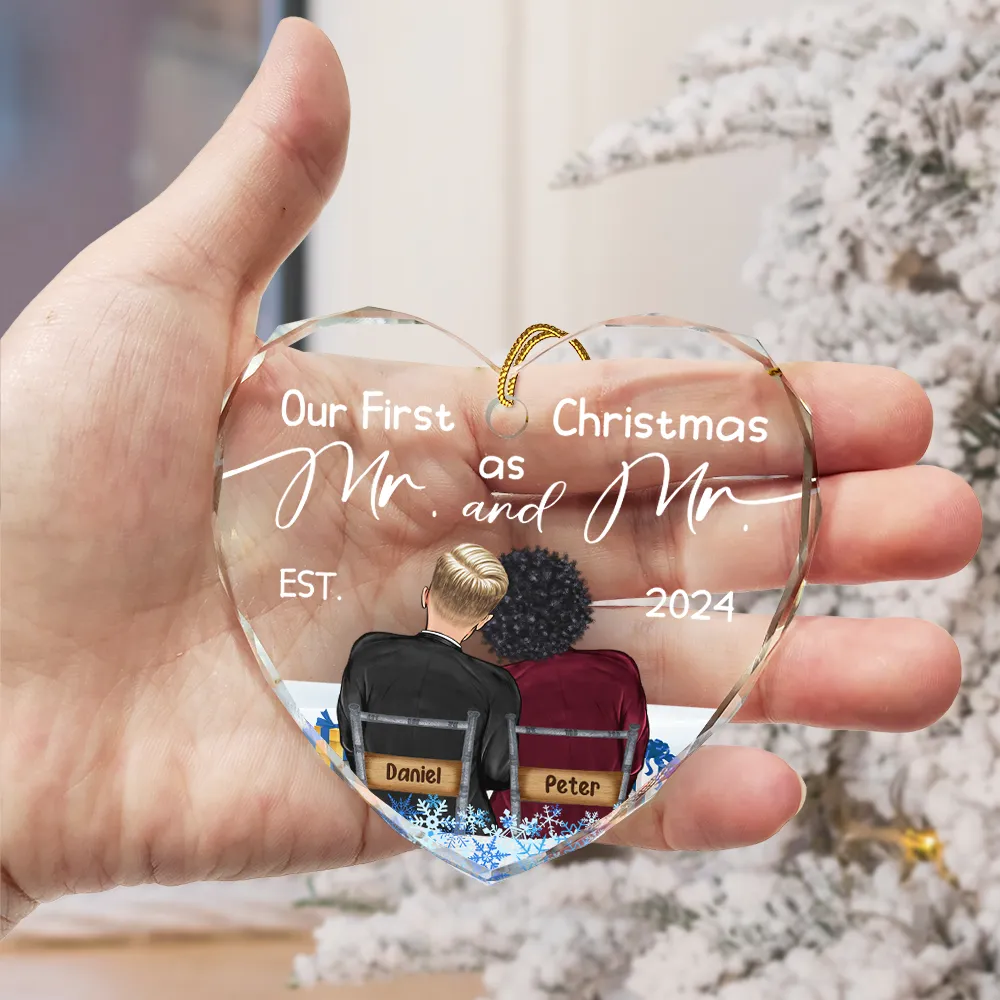 Our First Christmas Married Couples - Personalized Heart Shaped Ornament