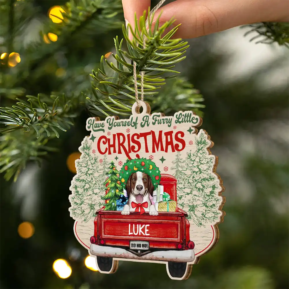 Have Yourself A Furry Little Christmas Dogs Cats - Personalized Custom Shaped Wooden Ornament