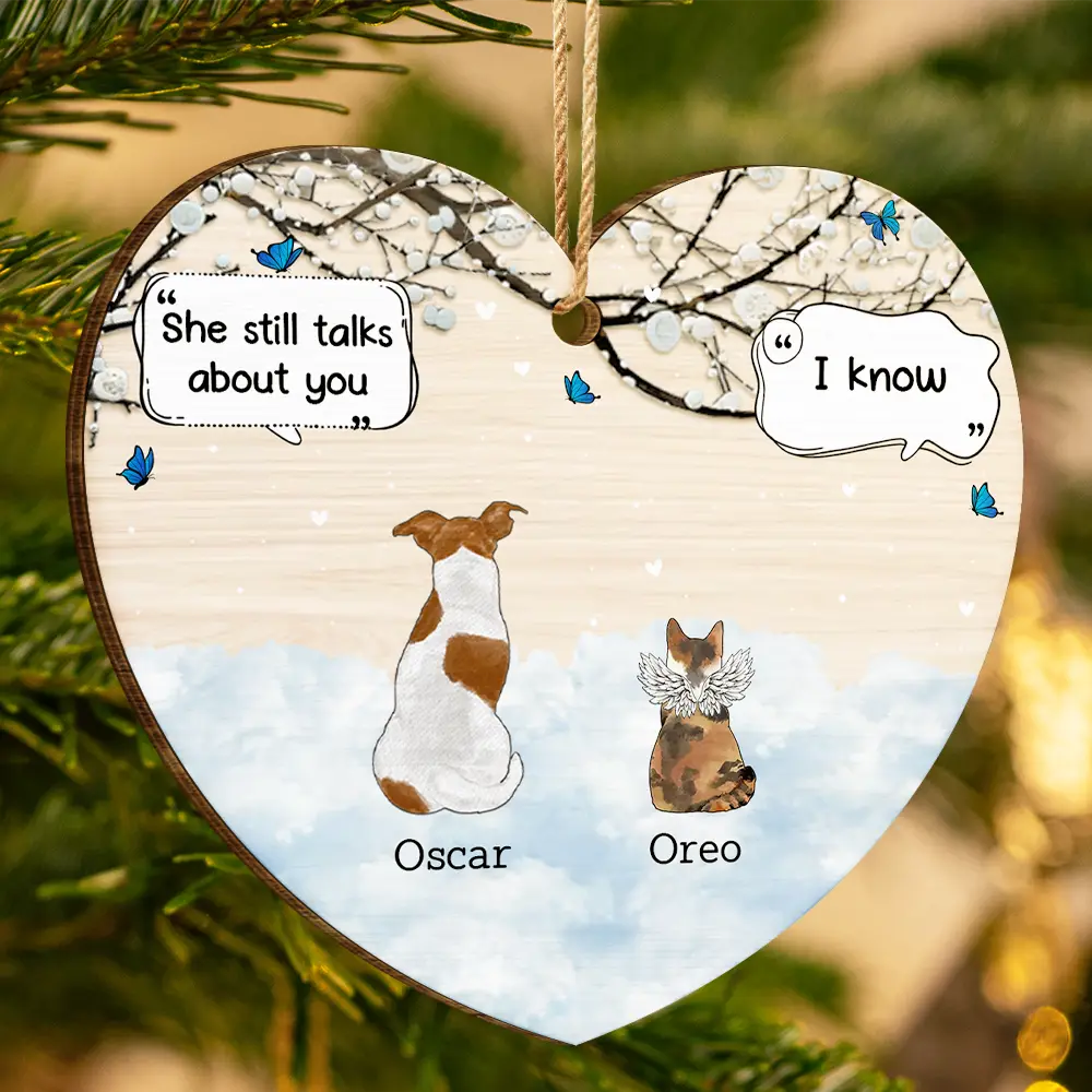 They Still Talk About You Memorial Pet Lovers Christmas - Personalized Custom Shaped Wooden Ornament