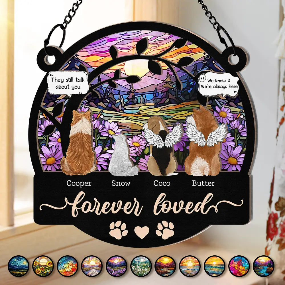 Forever Loved Memorial Pet - Personalized Window Hanging Suncatcher Ornament