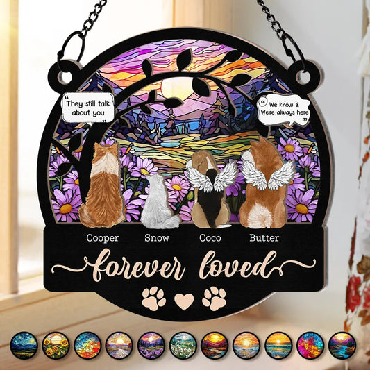 Forever Loved Memorial Pet - Personalized Window Hanging Suncatcher Ornament