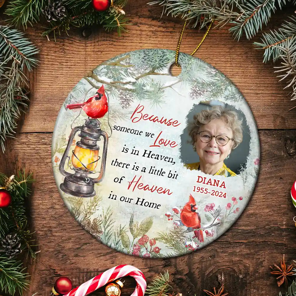 Custom Photo Memorial Someone We Love Is In Heaven - Personalized Circle Acrylic Ornament