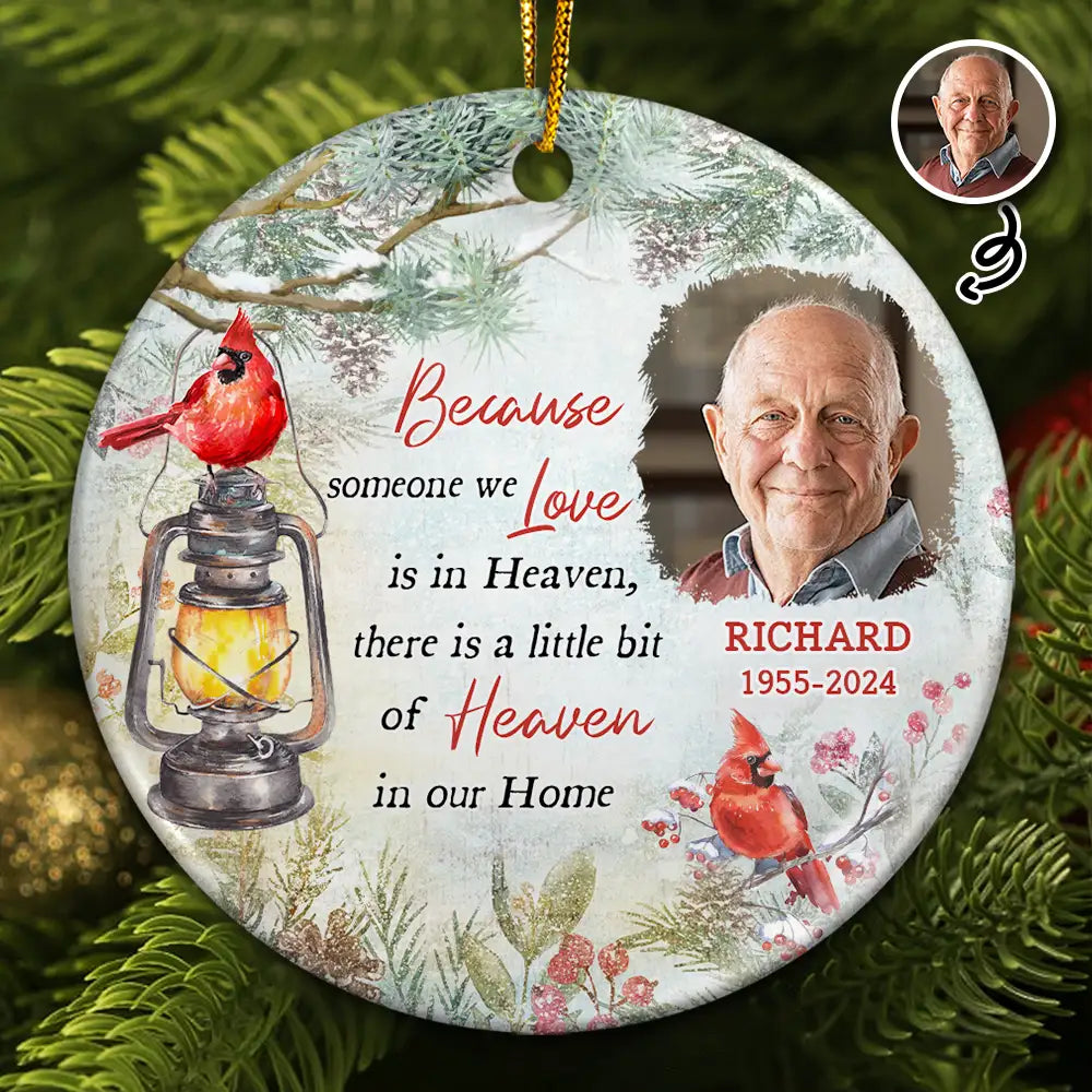 Custom Photo Memorial Someone We Love Is In Heaven - Personalized Circle Acrylic Ornament