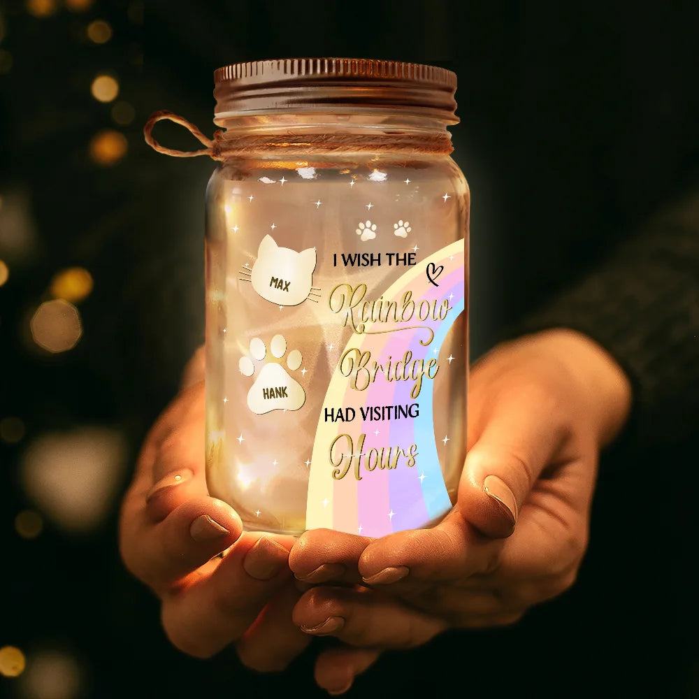 I Crossed The Rainbow Bridge Memorial Pet - Personalized Mason Jar Light