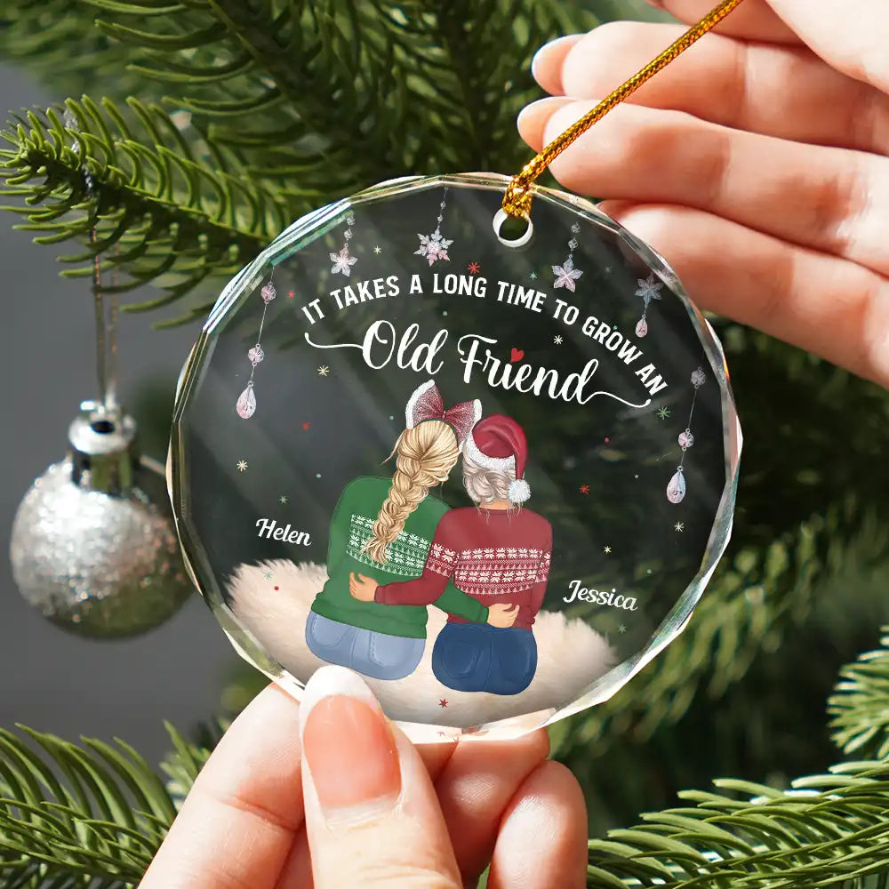 Grow An Old Friends - Personalized Circle Glass Ornament