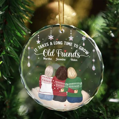 Grow An Old Friends - Personalized Circle Glass Ornament