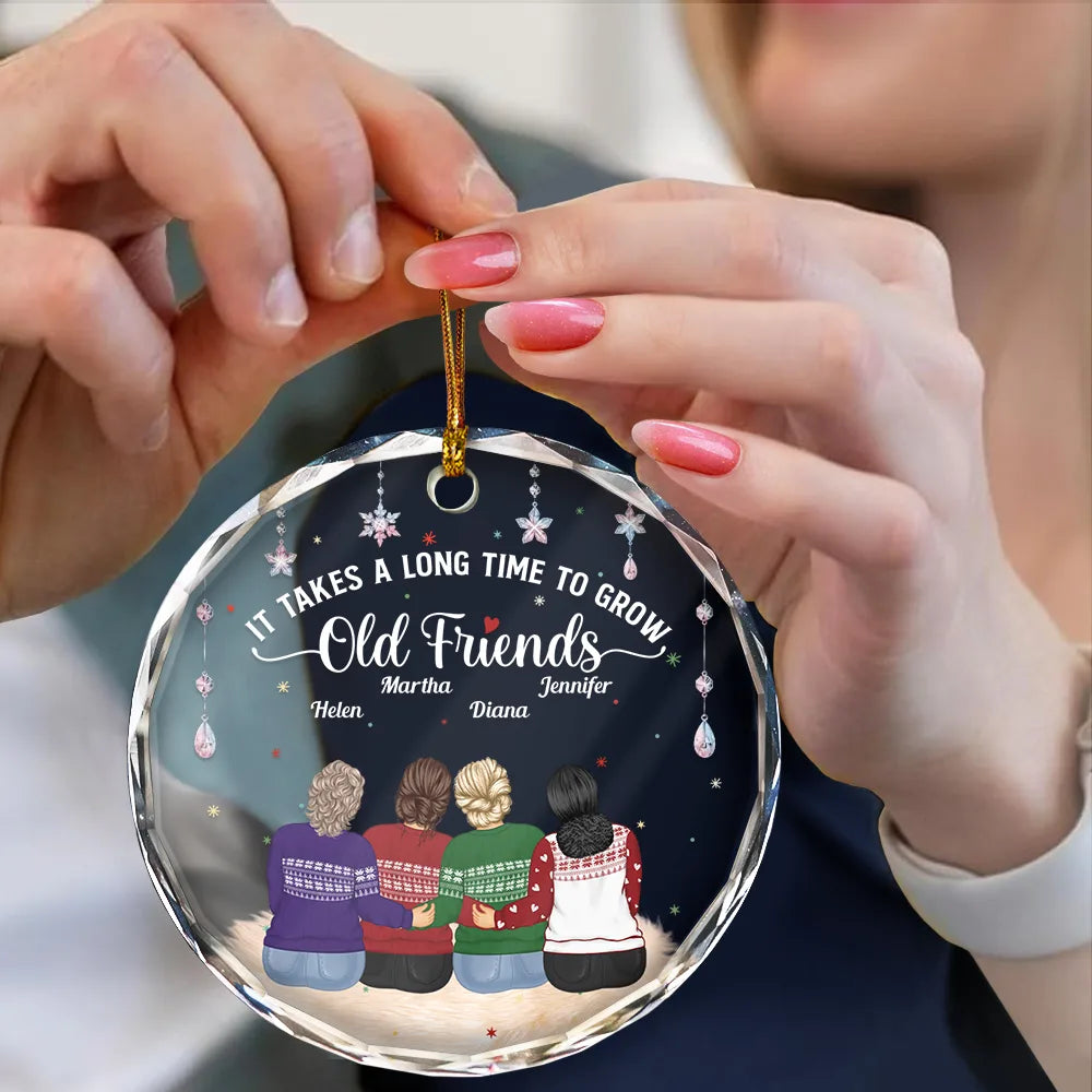 Grow An Old Friends - Personalized Circle Glass Ornament