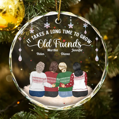 Grow An Old Friends - Personalized Circle Glass Ornament