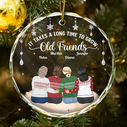 Grow An Old Friends - Personalized Circle Glass Ornament