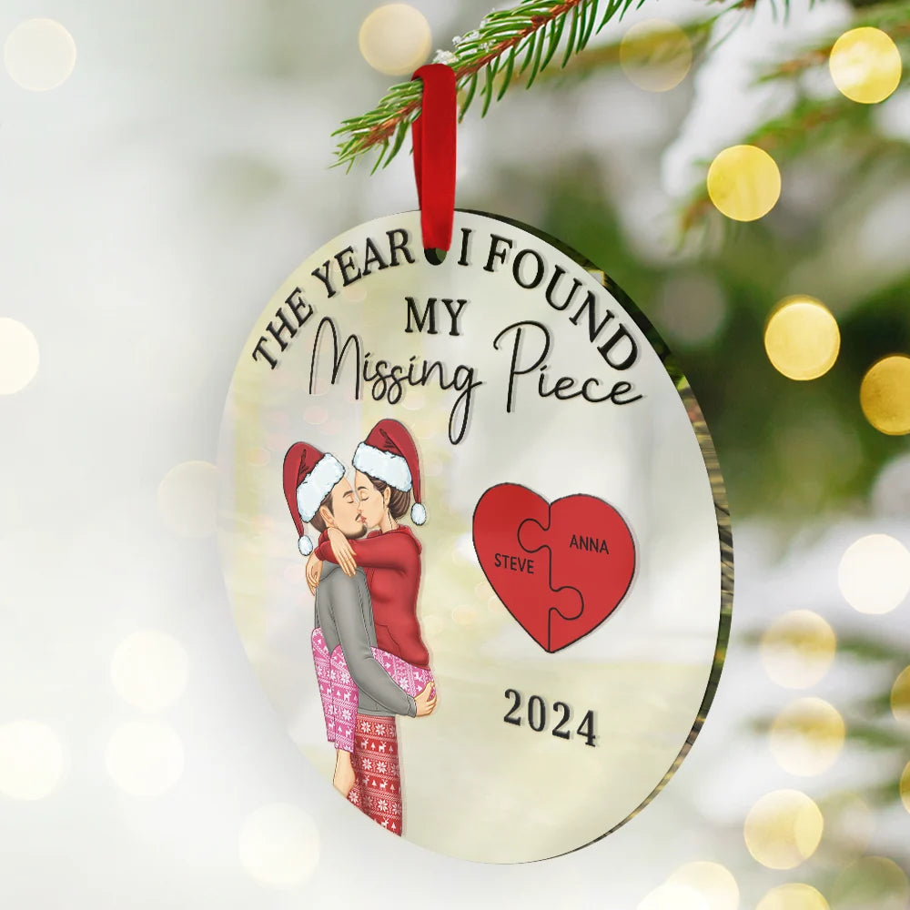 The Year I Found My Missing Piece Kissing Couples - Personalized Custom Shaped Ornament