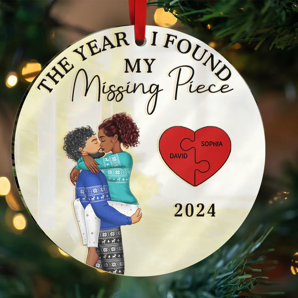 The Year I Found My Missing Piece Kissing Couples - Personalized Custom Shaped Ornament