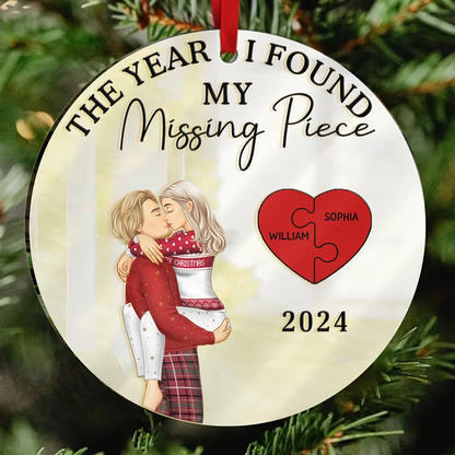 The Year I Found My Missing Piece Kissing Couples - Personalized Custom Shaped Ornament