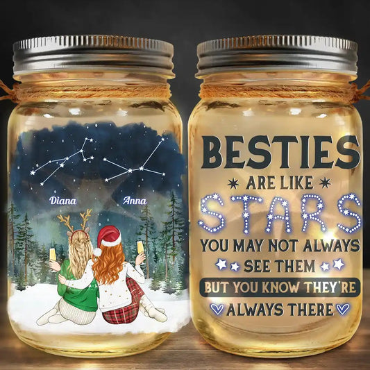 Best Friends Are Like Stars Zodiac Sign - Personalized Mason Jar Light