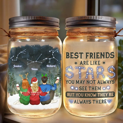 Best Friends Are Like Stars Zodiac Sign - Personalized Mason Jar Light