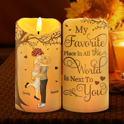 My Favorite Place In All The World Couple - Personalized Flameless LED Candle