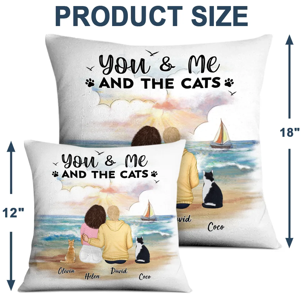 Dog Cat Pet Couple Sitting Together - Personalized Pillow
