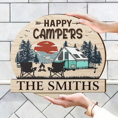 Camping Partners For Life - Personalized Custom Shaped Wood Sign