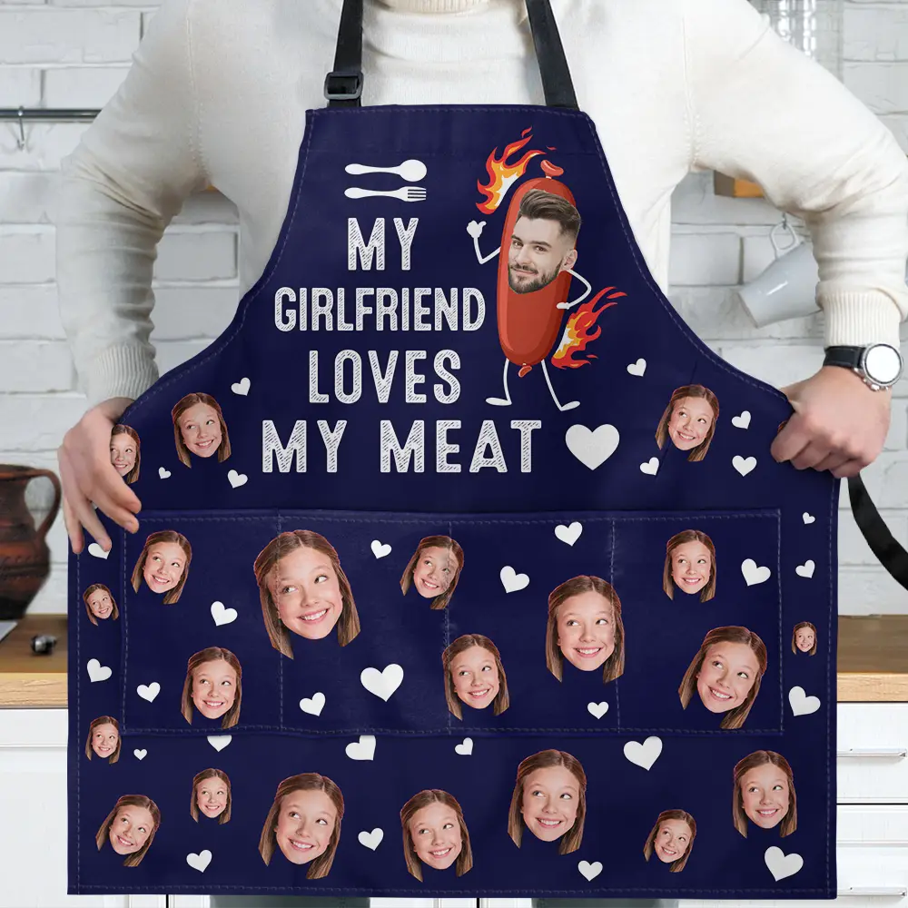 Custom Photo My Wife Loves My Meat - Personalized Apron