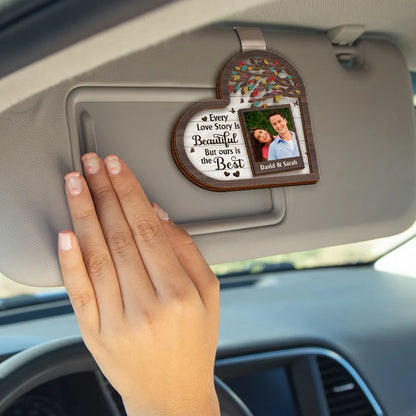 Custom Photo My Favorite Place In All The World Is Next To You - Personalized Custom Shaped Car Visor Clip