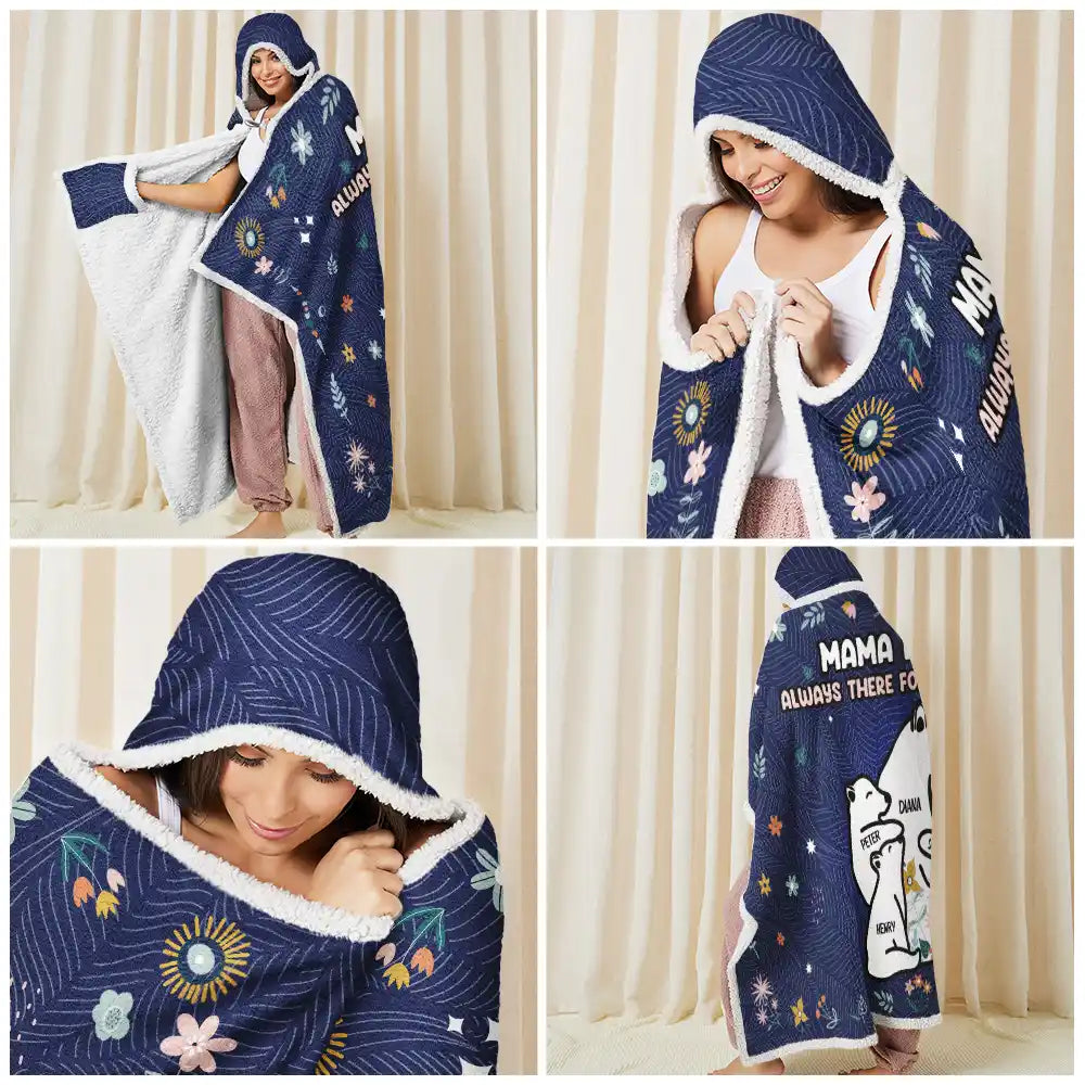 Mama Bear Always There For Her Cubs - Personalized Wearable Hooded Blanket