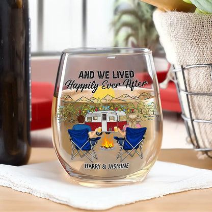 Making Memories One Campsite At A Time - Personalized Stemless Wine Glass