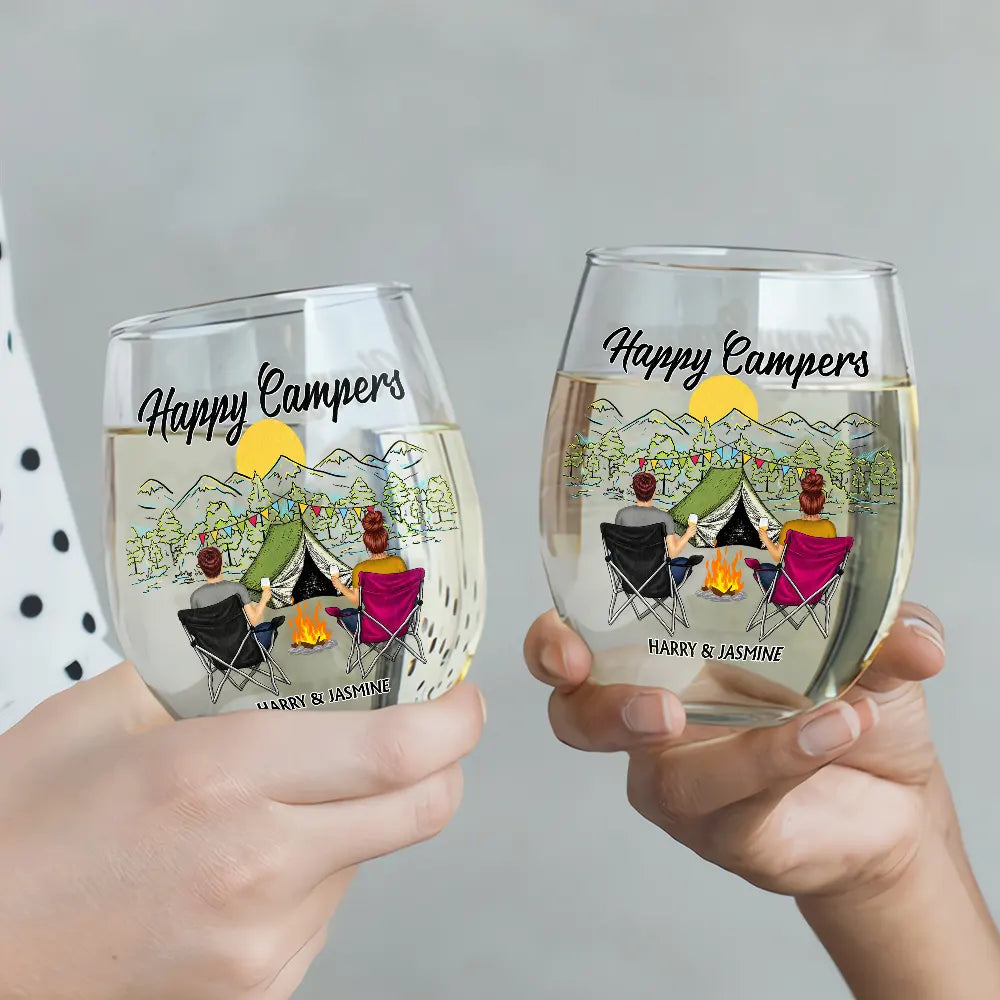 Making Memories One Campsite At A Time - Personalized Stemless Wine Glass