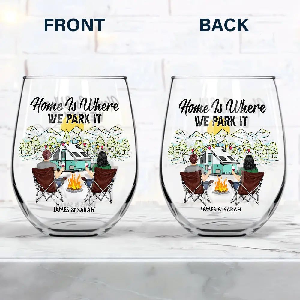 Making Memories One Campsite At A Time - Personalized Stemless Wine Glass