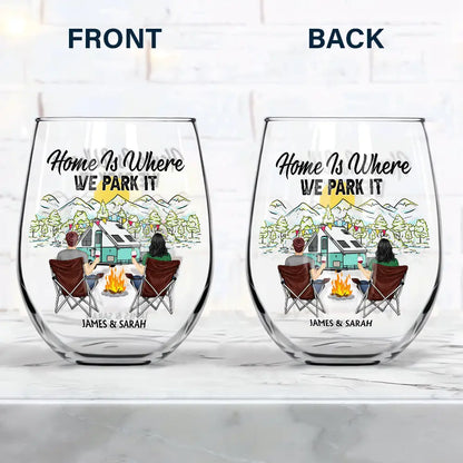 Making Memories One Campsite At A Time - Personalized Stemless Wine Glass