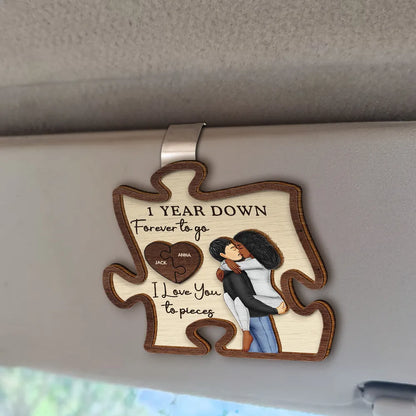 Couple I Love You To Pieces - Personalized Custom Shaped Car Visor Clip