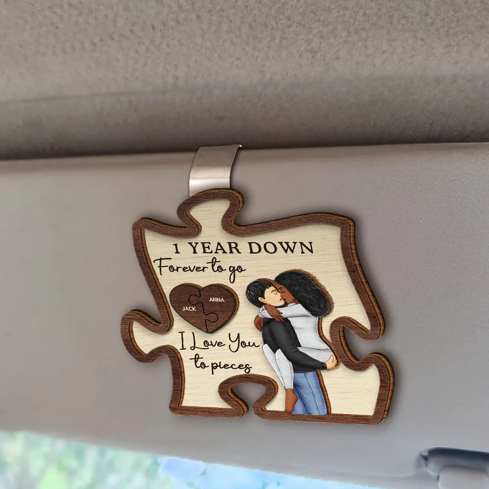 Couple I Love You To Pieces - Personalized Custom Shaped Car Visor Clip