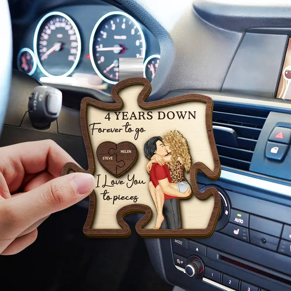 Couple I Love You To Pieces - Personalized Custom Shaped Car Visor Clip