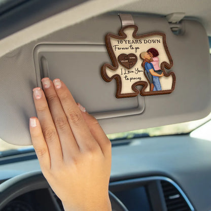 Couple I Love You To Pieces - Personalized Custom Shaped Car Visor Clip