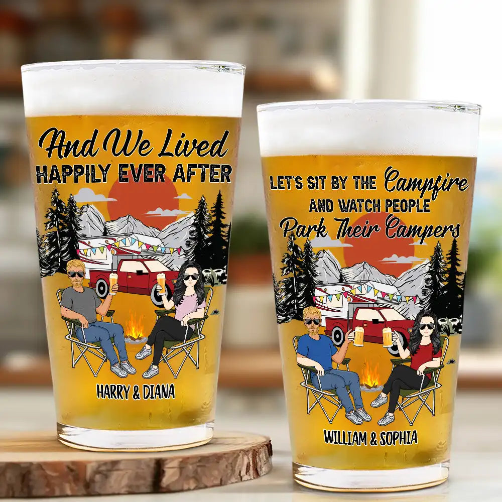 Let's Sit By The Campfire Camping - Personalized Beer Glass