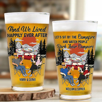 Let's Sit By The Campfire Camping - Personalized Beer Glass