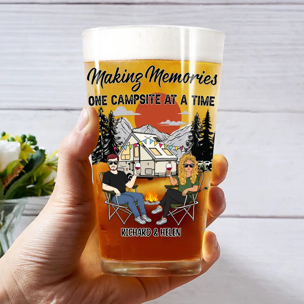 Let's Sit By The Campfire Camping - Personalized Beer Glass
