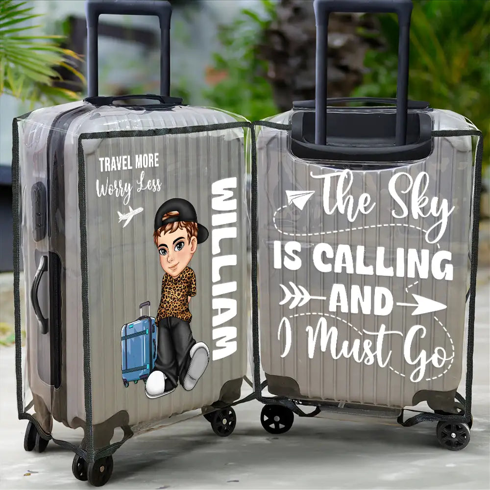 Collect Moments Not Things Travel Lover Y2K - Personalized Clear Luggage Cover