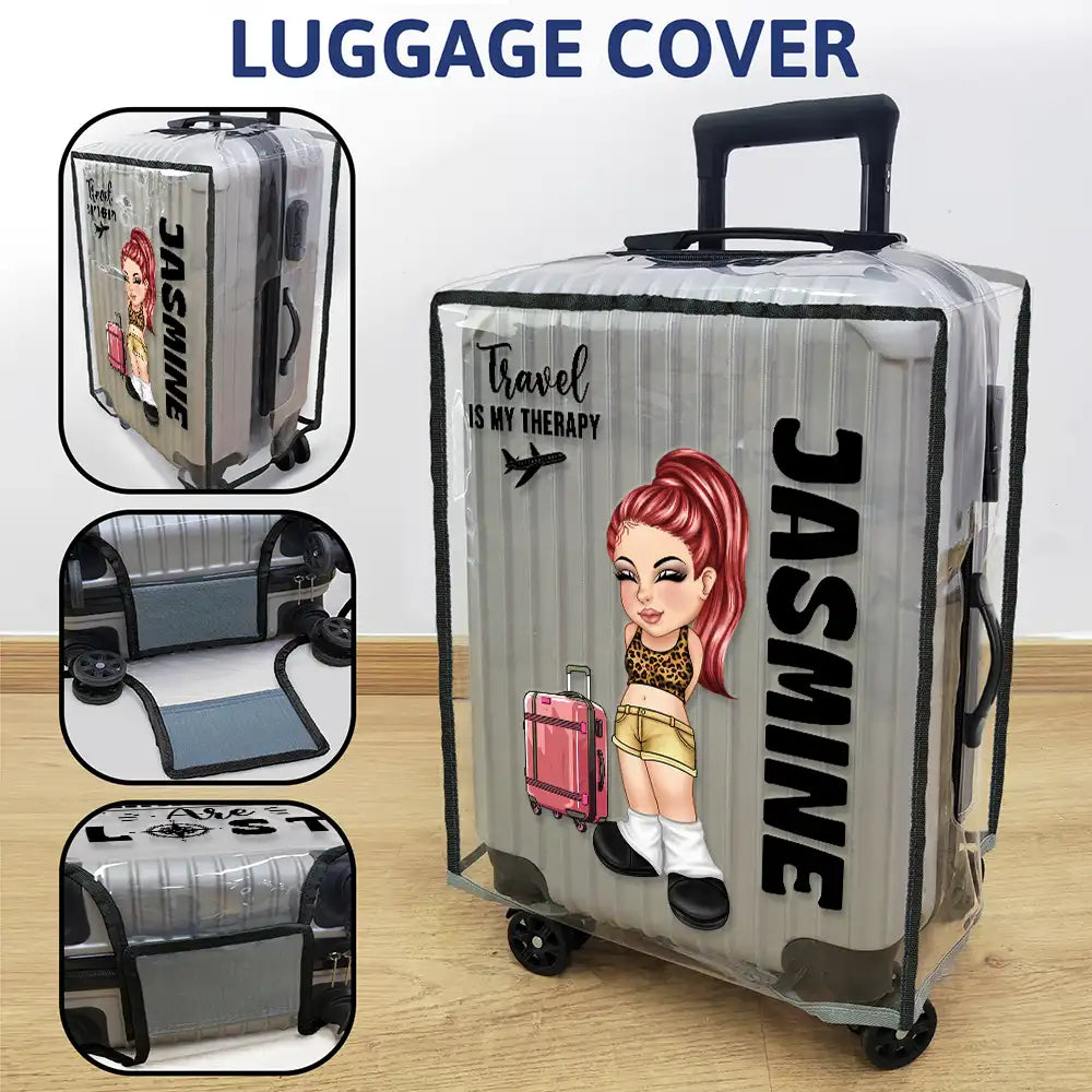 Collect Moments Not Things Travel Lover Y2K - Personalized Clear Luggage Cover