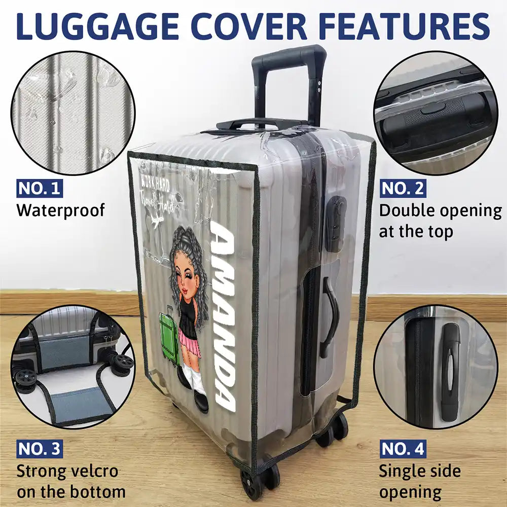 Collect Moments Not Things Travel Lover Y2K - Personalized Clear Luggage Cover
