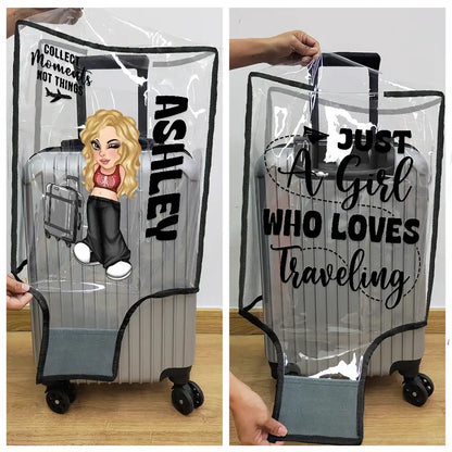 Collect Moments Not Things Travel Lover Y2K - Personalized Clear Luggage Cover