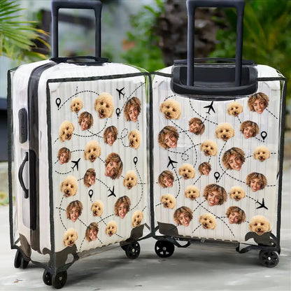 Custom Photo Funny Family Dog Cat Pet Face - Personalized Clear Luggage Cover