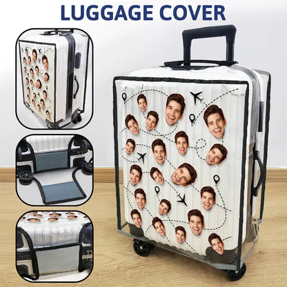 Custom Photo Funny Family Dog Cat Pet Face - Personalized Clear Luggage Cover