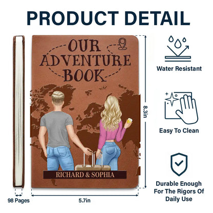 Our Adventure Book Travel Couple - Personalized Leather Journal