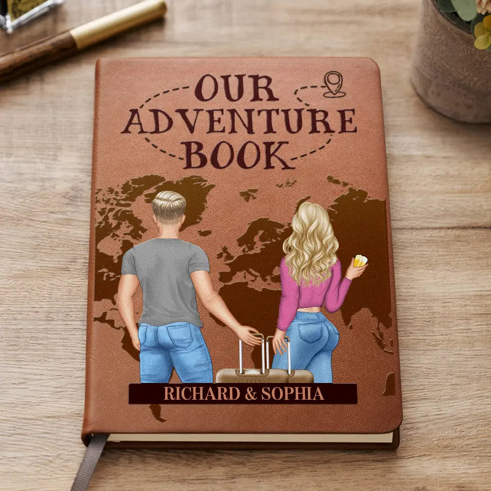 Our Adventure Book Travel Couple - Personalized Leather Journal