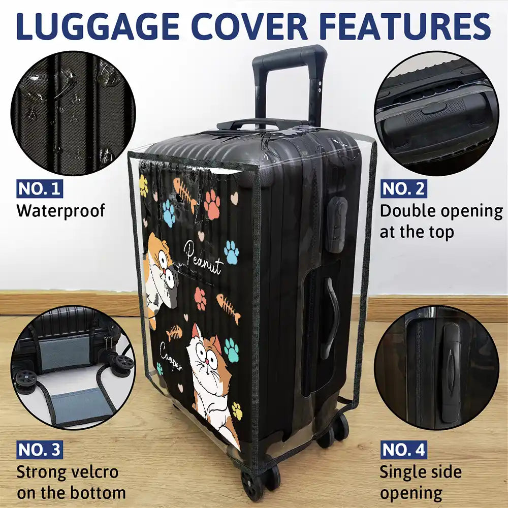 My Lovely Fur Babies Cartoon Cats - Personalized Clear Luggage Cover