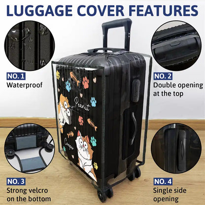 My Lovely Fur Babies Cartoon Cats - Personalized Clear Luggage Cover