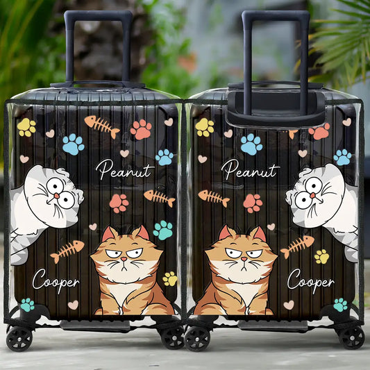 My Lovely Fur Babies Cartoon Cats - Personalized Clear Luggage Cover